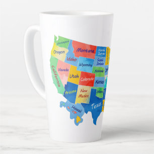 CANECA DE CAFÉ LATTE MAPA DOS EUA
