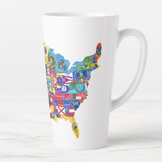Caneca De Café Latte Mapa dos EUA (Direita)