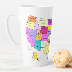 Caneca De Café Latte Mapa dos EUA coberto