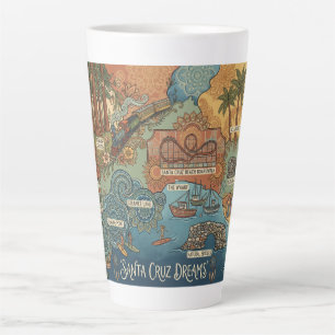 Caneca De Café Latte Mapa dos Sonhos de Santa Cruz Califórnia – Costa V