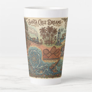 Caneca De Café Latte Mapa dos Sonhos de Santa Cruz Califórnia – Costa V