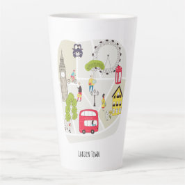 Caneca De Café Latte Mapa Estilizado de Caracteres de Londres