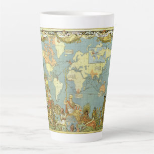 Caneca De Café Latte Mapa Mundial Antiquado do Império Britânico, 1886