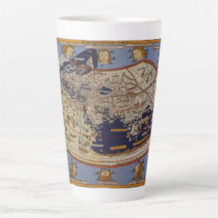 Caneca De Café Latte Mapa Mundial Antiquado Ptolemático, Johannes de A
