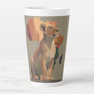 Caneca De Café Latte Mapas geométricos de mosaicos com mapa de África e