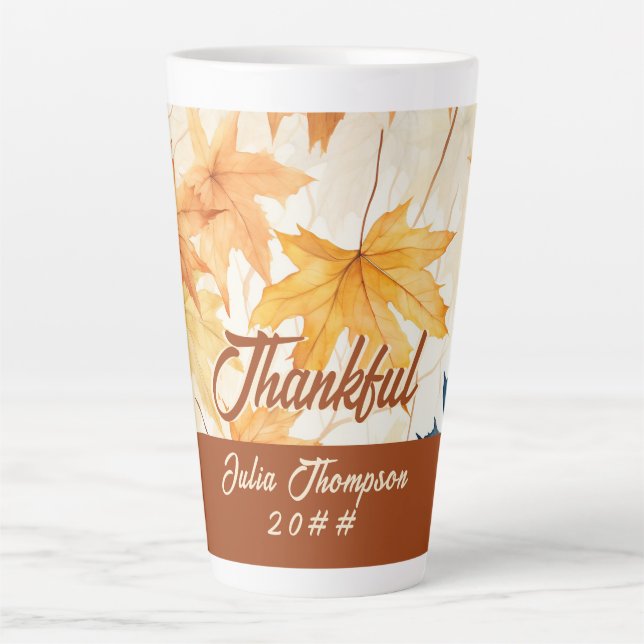Caneca De Café Latte Maple deixa Janto de Ação de Graças Feliz (Frente)