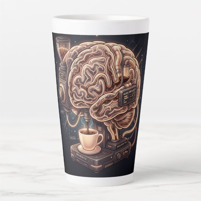 Caneca de Café Latte Máquina Cerebral – Neurociênc (Frente)
