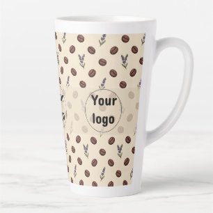 Caneca De Café Latte Marca de Café com Grãos de Café Vintage e Lavanda