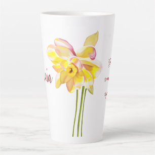 Caneca De Café Latte Marcha de nascimento flor Watercolor Daffodil