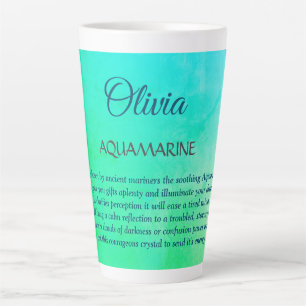Caneca De Café Latte Março Birthstone Aquamarine design
