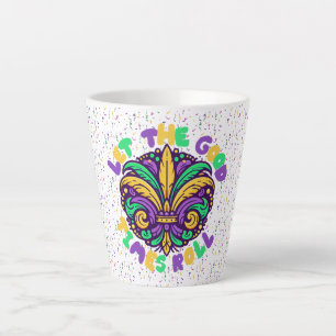 Caneca De Café Latte Mardi Gras Deixe os bons tempos rolar