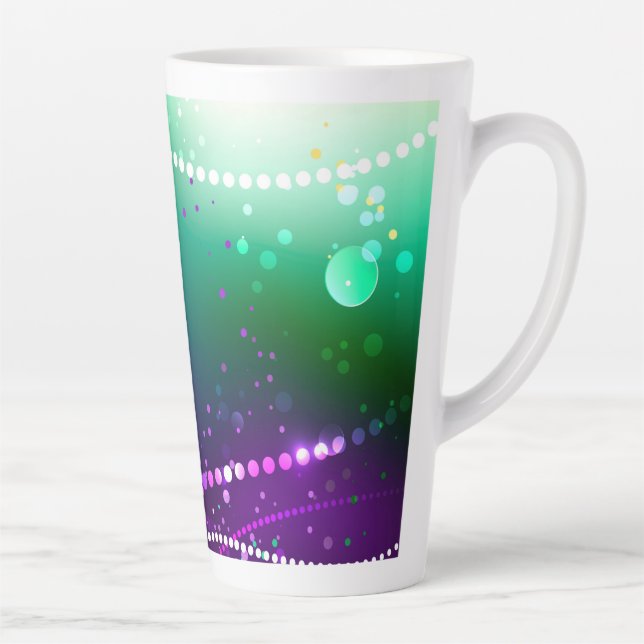 Caneca De Café Latte Mardi Gras Festivo Purple Background (Direita)