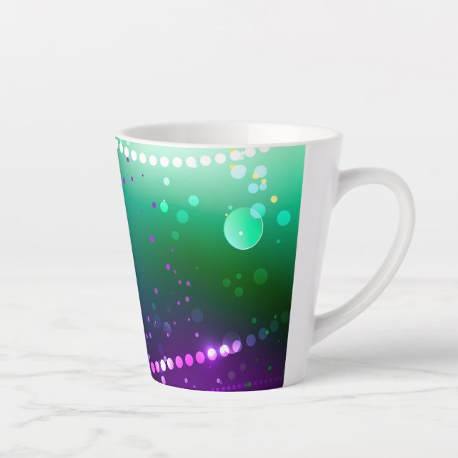 Caneca De Café Latte Mardi Gras Festivo Purple Background (Direita)