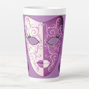 Caneca De Café Latte Mardi Gras Máscara Latte Mug 17 oz