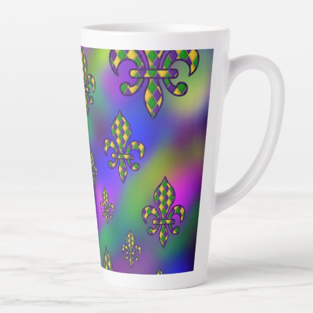 Caneca De Café Latte Mardi Gras Pattern (Direita)