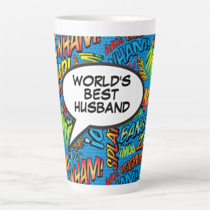 Caneca De Café Latte Marido Colorido Divertido Tipográfico Legal