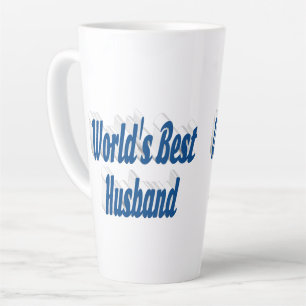 Caneca De Café Latte Marido com texto azul-marinho