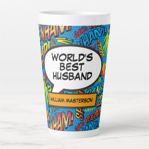 Caneca De Café Latte Marido Diversão Cor Colorida Tipografia Cômica