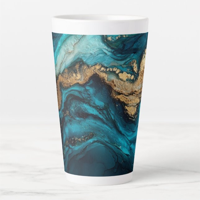 Caneca De Café Latte Marinho abstrato  (Frente)