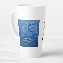 Caneca De Café Latte Marinho azul de Arte Personalizada Nouveau Na moda