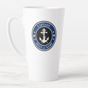 Caneca De Café Latte Marinho de bordo ou de nome grande