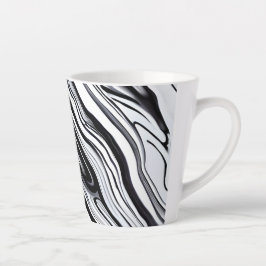 Caneca De Café Latte Mármore dos espirros de tinta preta - Elegância do