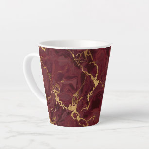 Caneca De Café Latte Mármore Dourado Burgundy Moderno Luxuoso Elegante