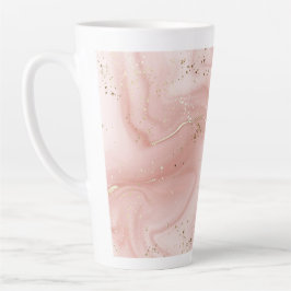 Caneca De Café Latte Mármore Rosa Bege com Glitter Dourado Padrão Abstr