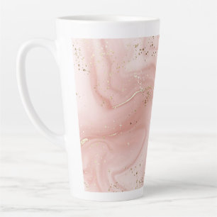 Caneca De Café Latte Mármore Rosa Bege com Glitter Dourado Padrão Abstr