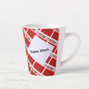 Caneca De Café Latte Marrocos Bandeira Marroquina Azulejos Nome Persona