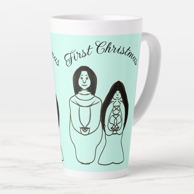 Caneca De Café Latte Mary e Joseph Primeiro Natal (Ângulo direito)