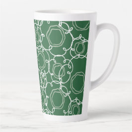 Caneca De Café Latte Matriz Floral Abstrata (Verde Escuro) Arte Refinad