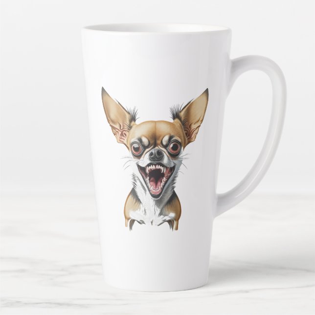 Caneca De Café Latte Mean Chihuahua | Cães Engraçados (Direita)