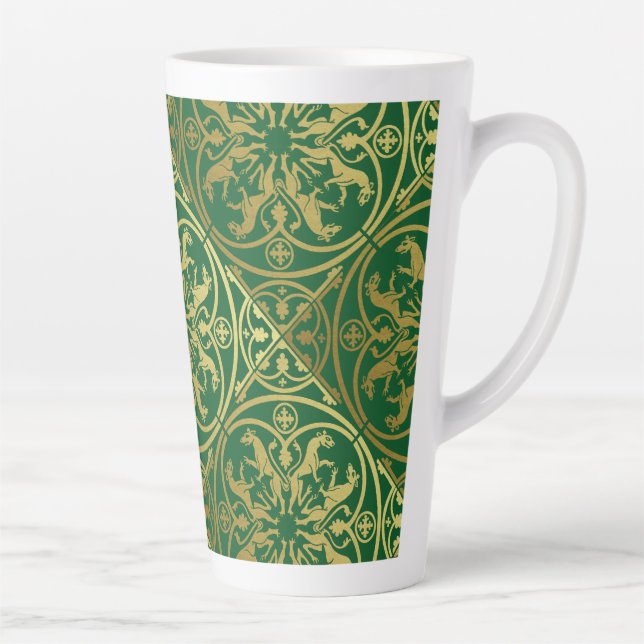 Caneca De Café Latte Medieval Renaisance Herald Lion Leopard Metálico (Direita)