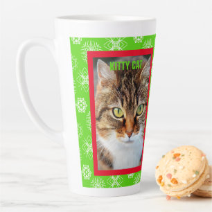 Caneca De Café Latte Meia-Foto de Gato de Pet Personalizado