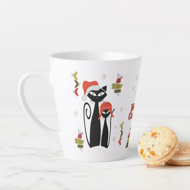 Caneca De Café Latte Meio século Moderno Gato de Natal Mug MCM Meowy Ca (In Situ)