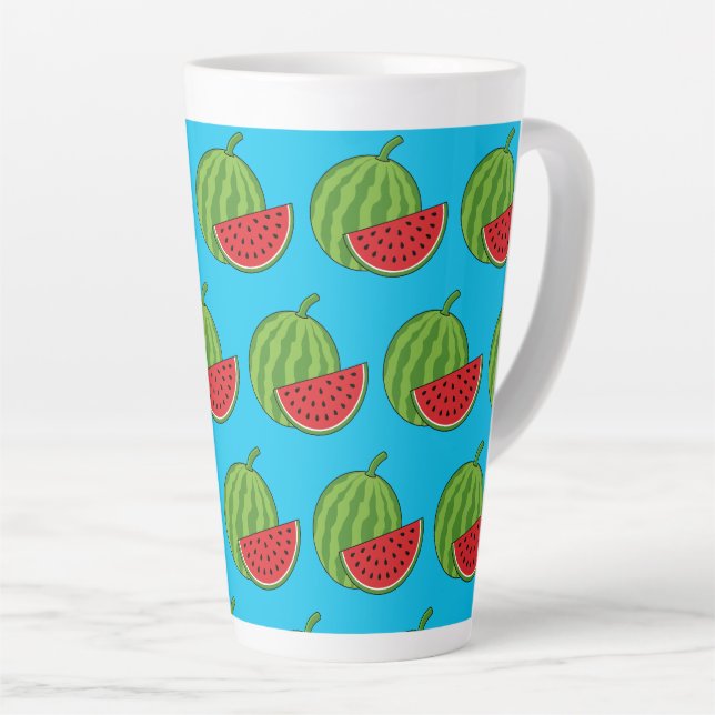 Caneca De Café Latte Melancia e Fatia (Ângulo direito)