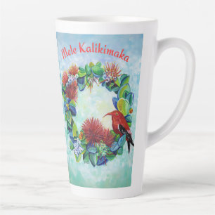 Caneca De Café Latte Mele Kalikimaka Hawaiian Wreath Latte Mug