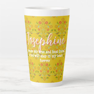 Caneca De Café Latte Melhor Amiga Dizendo Bouquet Astor Amarelo