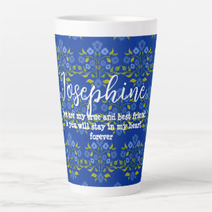 Caneca De Café Latte Melhor Amiga Dizendo Bouquet Astor Azul