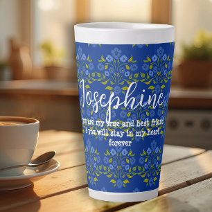 Caneca De Café Latte Melhor Amiga Dizendo Bouquet Astor Azul