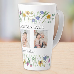 Caneca De Café Latte Melhor Avó de Sempre Foto de Flor Silvestre
