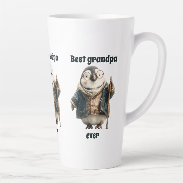 Caneca De Café Latte Melhor Avô de Todos Pinguim de Inverno (Direita)