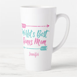 Caneca De Café Latte Melhor Bônus do Mundo Mãe, Dia de as mães Rosa Ste