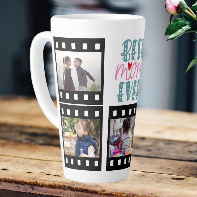 Caneca De Café Latte Melhor Colagem de Fotos de Mãe Nunca (Best Mom ever mother's day or birthday mug )