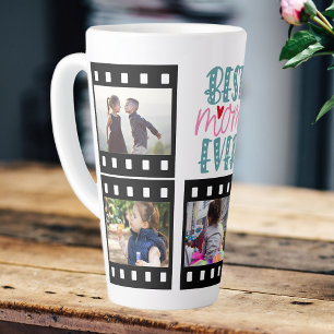 Caneca De Café Latte Melhor Colagem de Fotos de Mãe Nunca