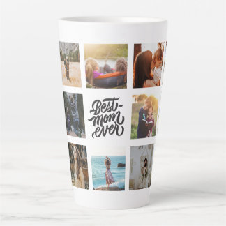 Caneca De Café Latte Melhor Colagem de Fotos Personalizada da Mãe