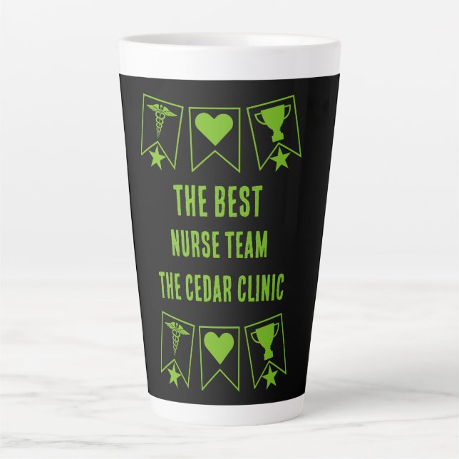 Caneca De Café Latte Melhor Equipe de Enfermagem (Frente)