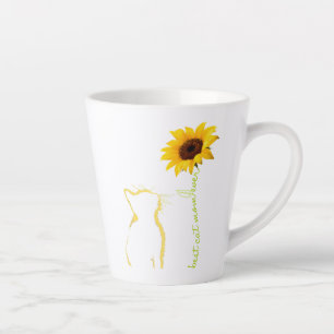 Caneca De Café Latte Melhor Gato Mãe De Cachorro De Girassol Mamãe De