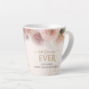 Caneca De Café Latte Melhor Grammy Floral para Blush Elegante - Estrela
